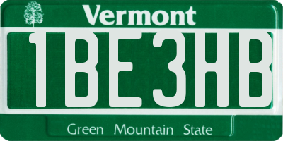 VT license plate 1BE3HB