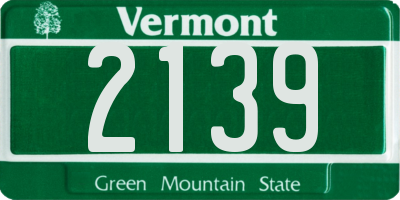 VT license plate 2139