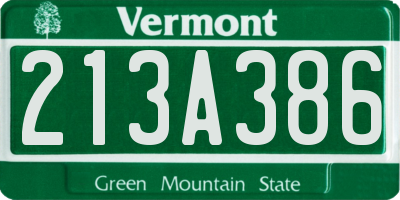 VT license plate 213A386