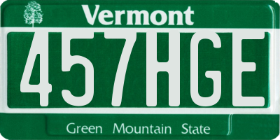 VT license plate 457HGE