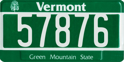 VT license plate 57876