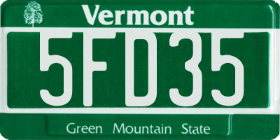 VT license plate 5FD35