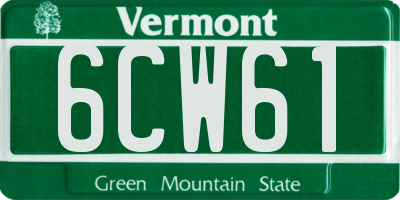 VT license plate 6CW61