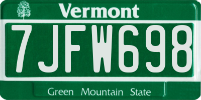 VT license plate 7JFW698