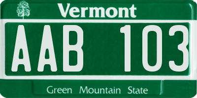 VT license plate AAB103