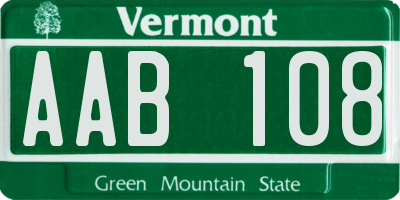 VT license plate AAB108