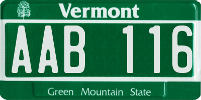 VT license plate AAB116