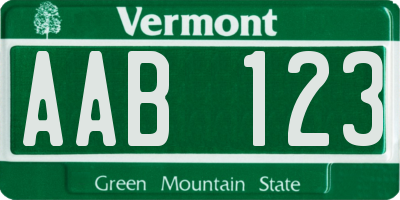 VT license plate AAB123