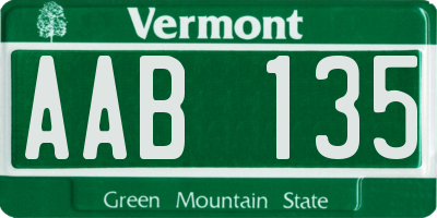 VT license plate AAB135