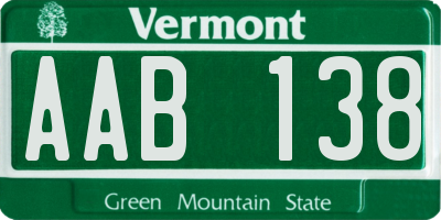 VT license plate AAB138