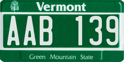 VT license plate AAB139