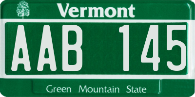 VT license plate AAB145