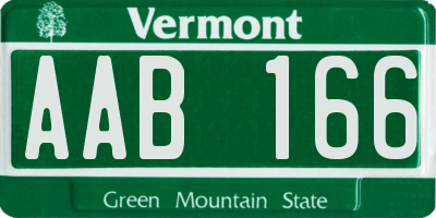 VT license plate AAB166