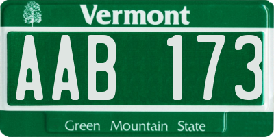 VT license plate AAB173