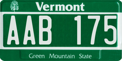 VT license plate AAB175