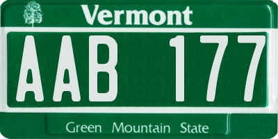 VT license plate AAB177