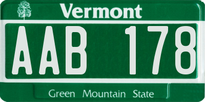 VT license plate AAB178