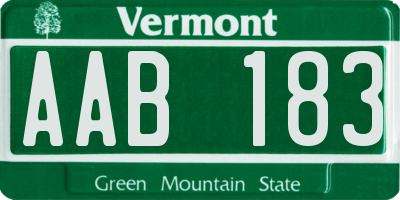 VT license plate AAB183