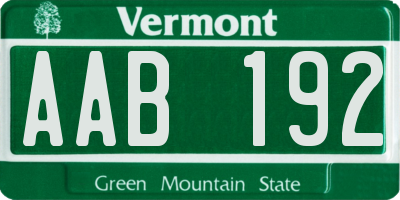 VT license plate AAB192