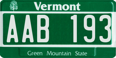 VT license plate AAB193