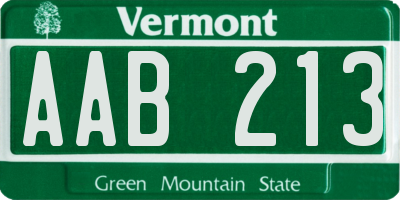 VT license plate AAB213
