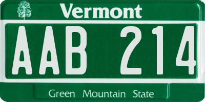 VT license plate AAB214