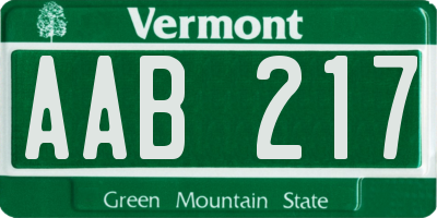 VT license plate AAB217