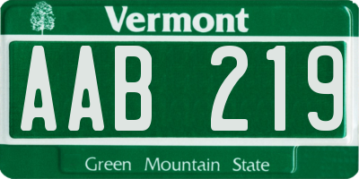 VT license plate AAB219