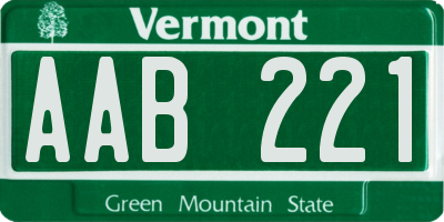 VT license plate AAB221