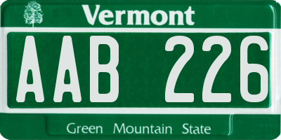 VT license plate AAB226