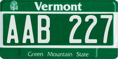 VT license plate AAB227