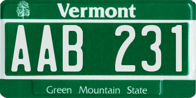 VT license plate AAB231