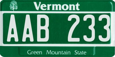 VT license plate AAB233