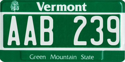 VT license plate AAB239