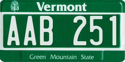 VT license plate AAB251