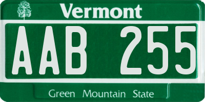 VT license plate AAB255