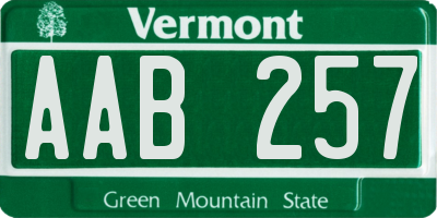 VT license plate AAB257