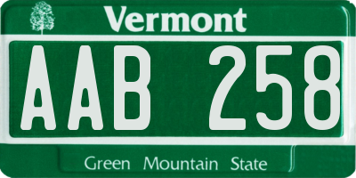 VT license plate AAB258