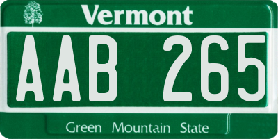 VT license plate AAB265