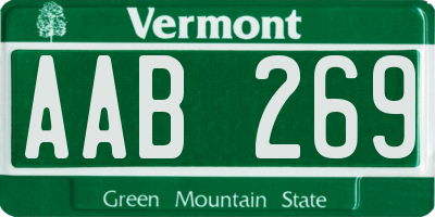 VT license plate AAB269