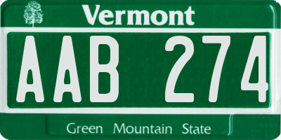 VT license plate AAB274