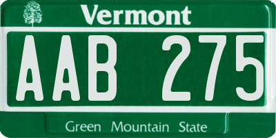 VT license plate AAB275