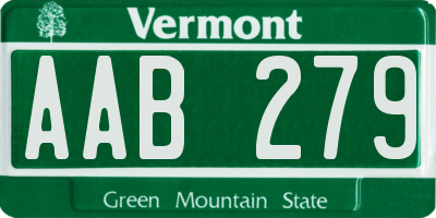 VT license plate AAB279