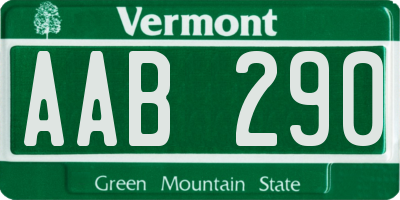 VT license plate AAB290