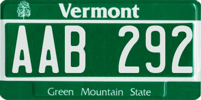 VT license plate AAB292