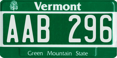 VT license plate AAB296