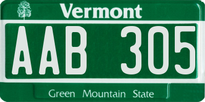 VT license plate AAB305