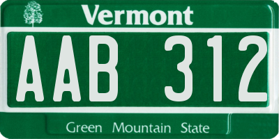 VT license plate AAB312