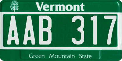 VT license plate AAB317