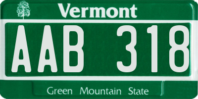 VT license plate AAB318